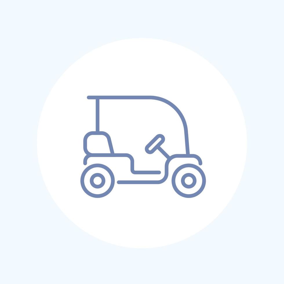 Golf cart, car isolated line icon vector