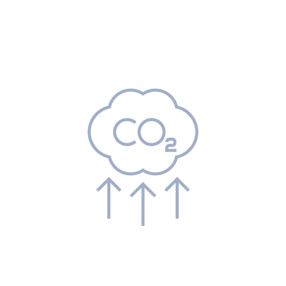 co2, carbon emissions reduction vector line icon