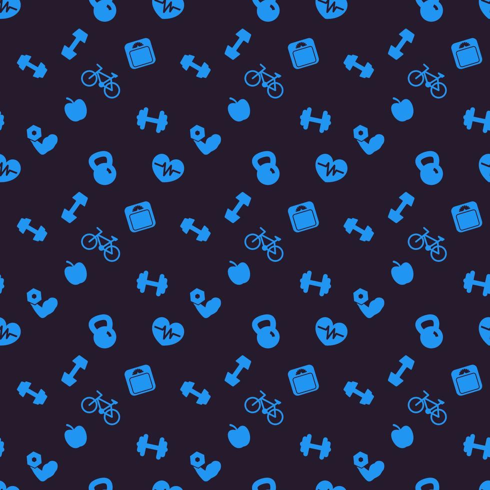 seamless pattern, background with fitness icons vector