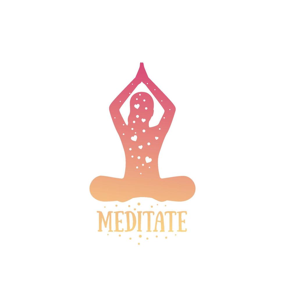 yoga, niña meditadora, ilustración vectorial vector