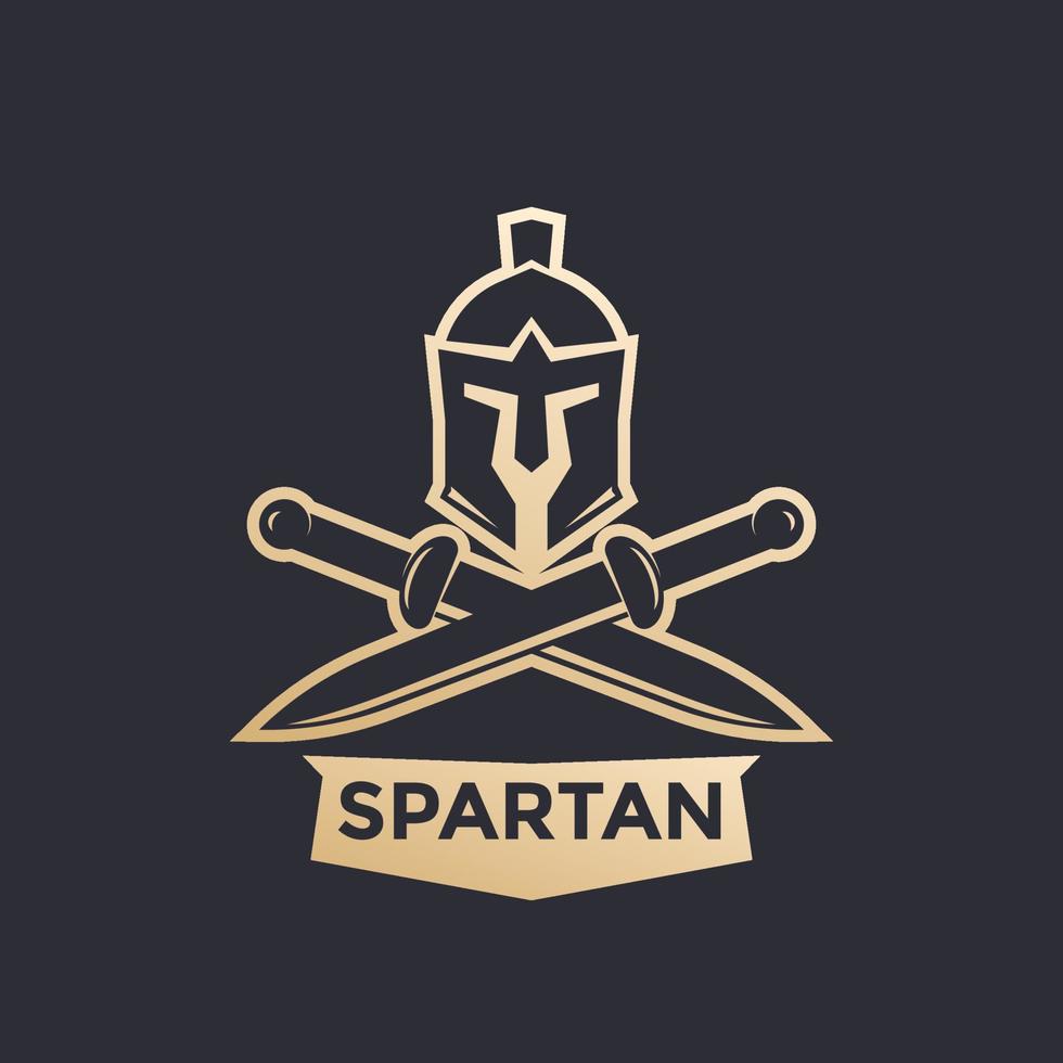 Spartan vector logo with helmet and swords