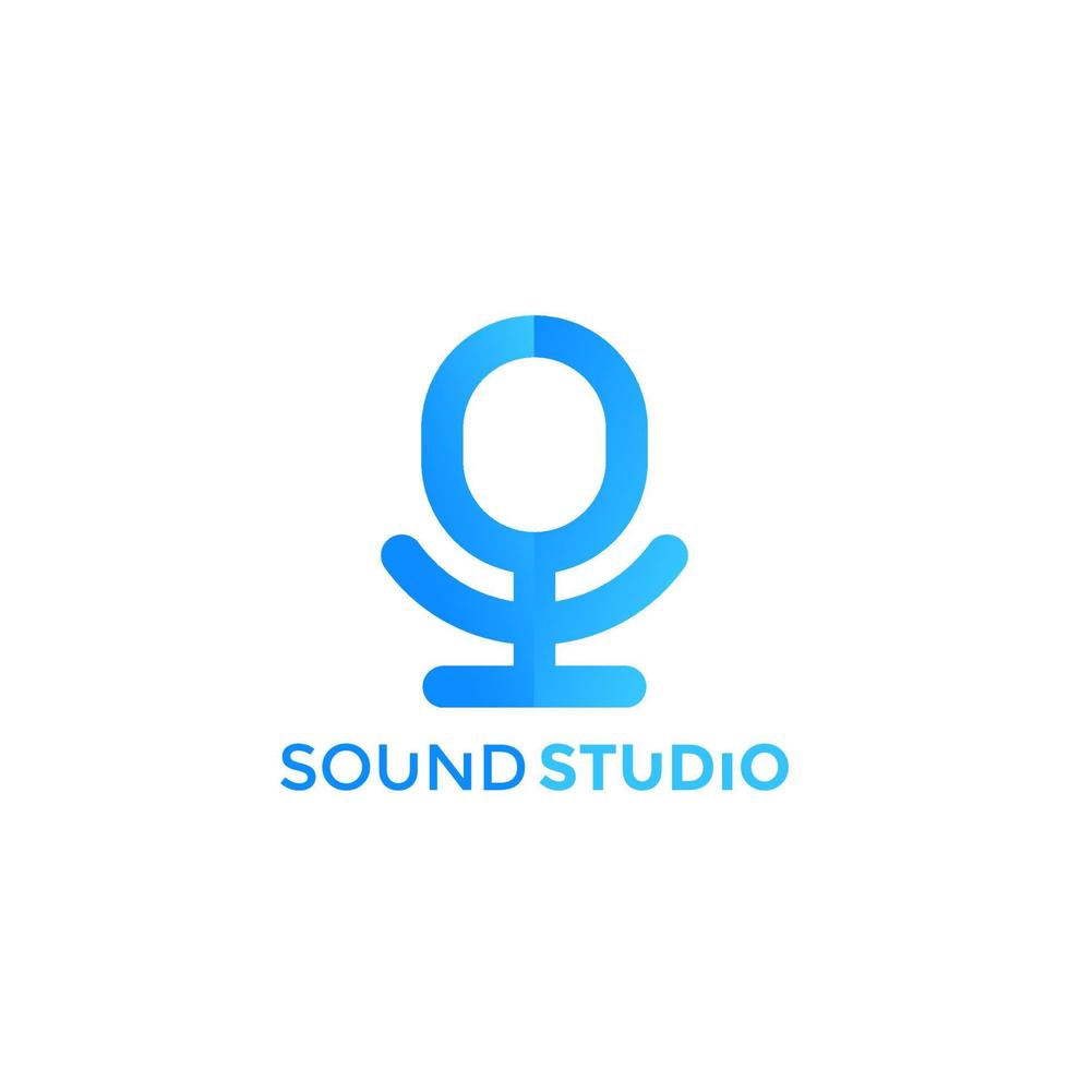 marca de logotipo de vector de micrófono para estudio de sonido