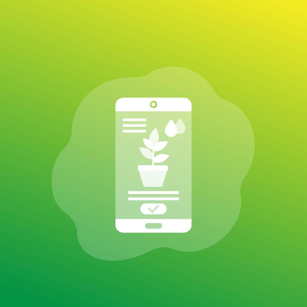 Mobile app for home plants, vector