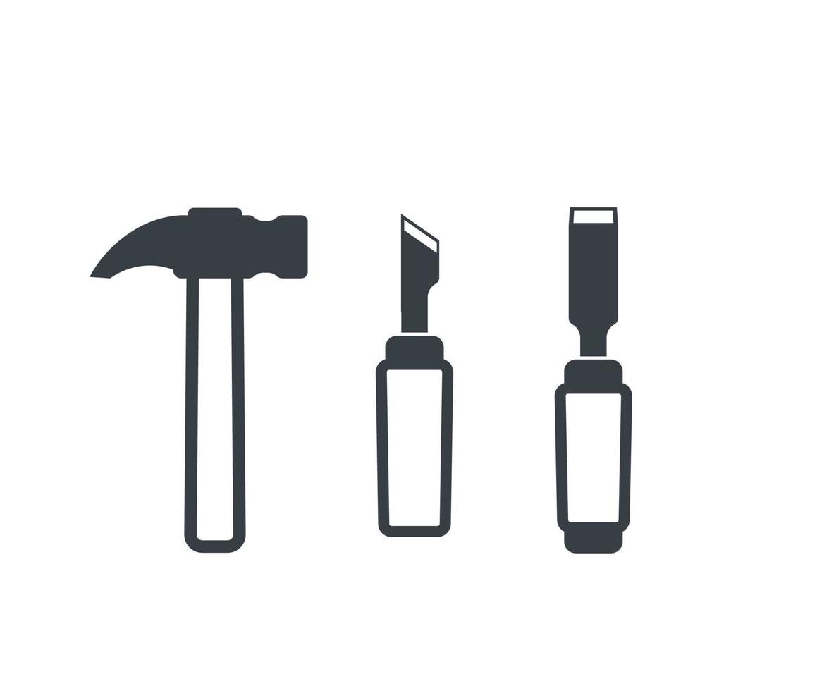 hammer, cutter and chisel vector icons 5195243 Vector Art at Vecteezy