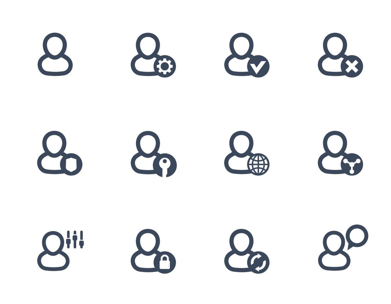 login, account settings icons isolated on white vector