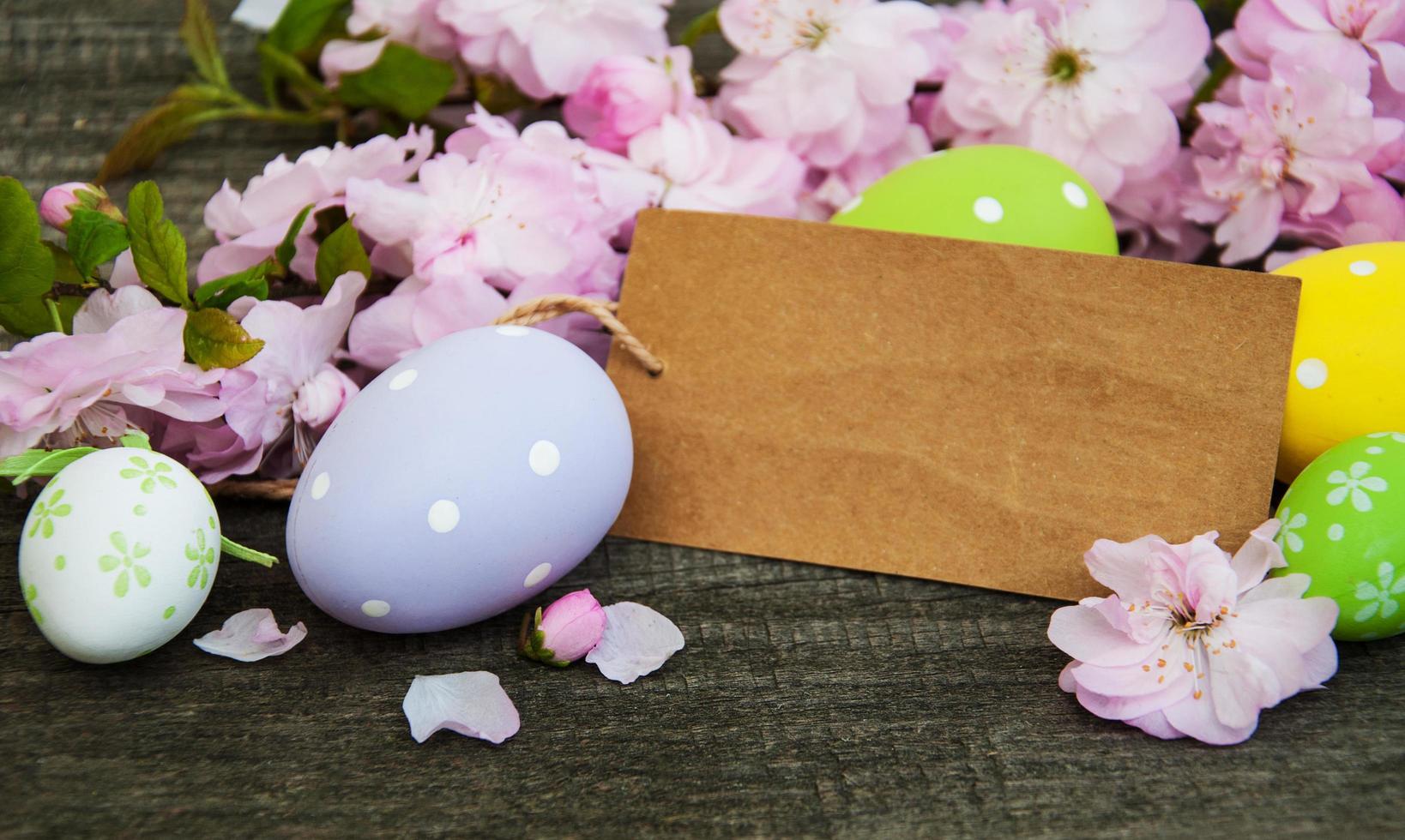 Easter eggs and greeting card photo