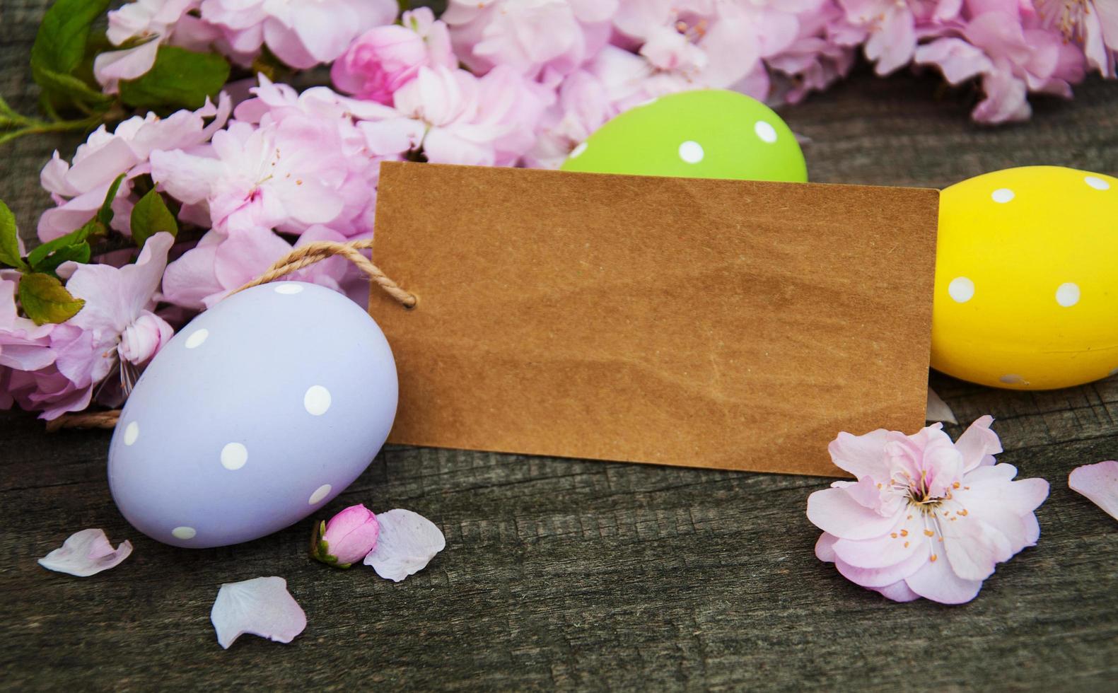 Easter eggs and greeting card photo