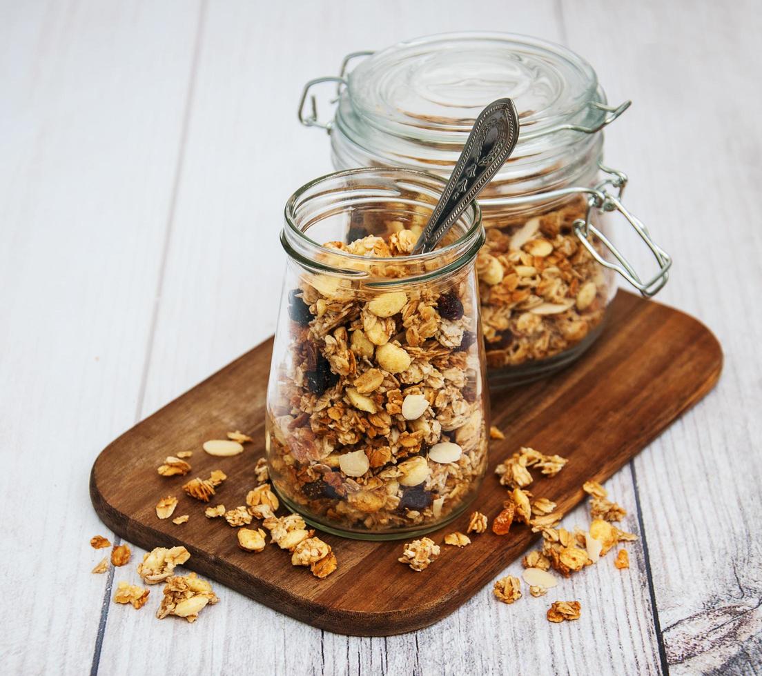 homemade granola in jar photo