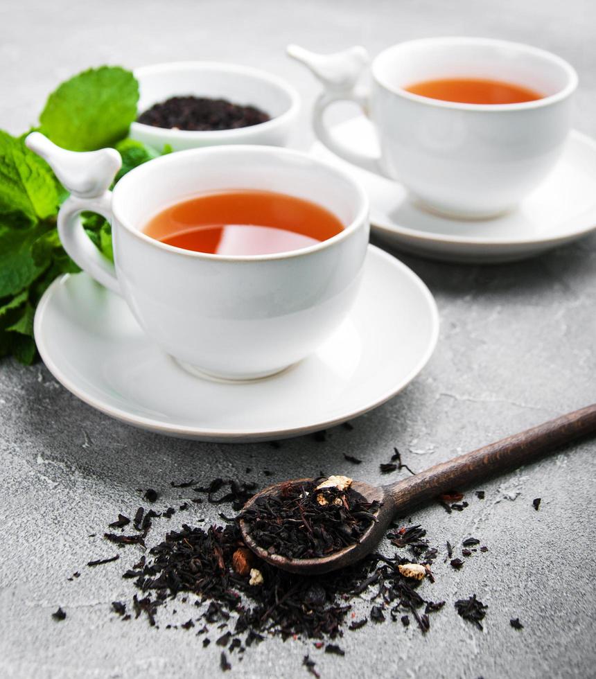 Black tea with mint photo