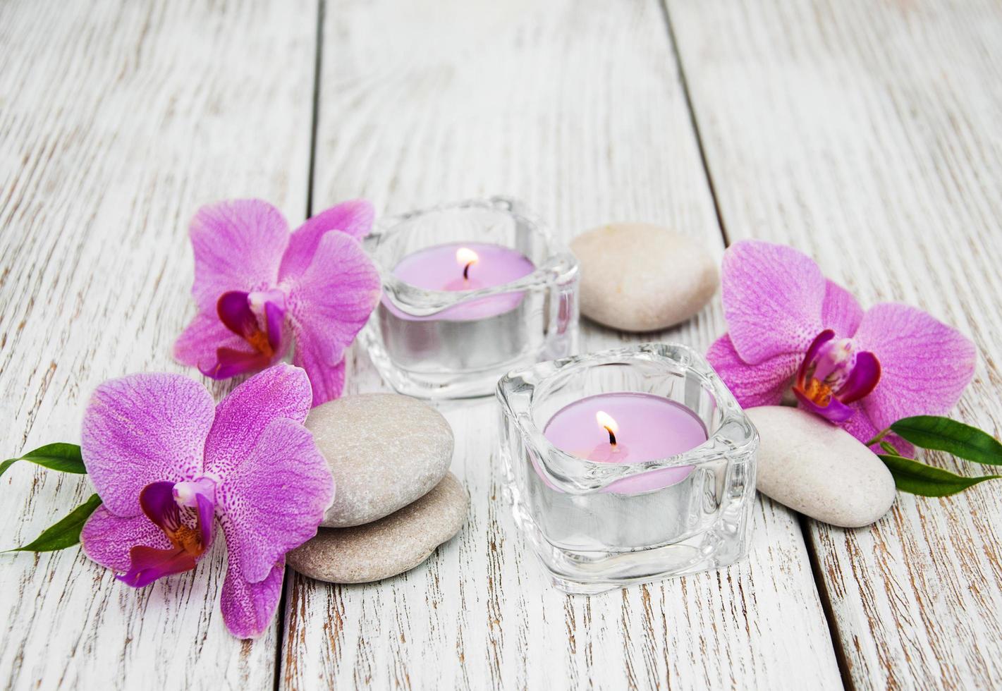 concepto de spa con orquídeas foto