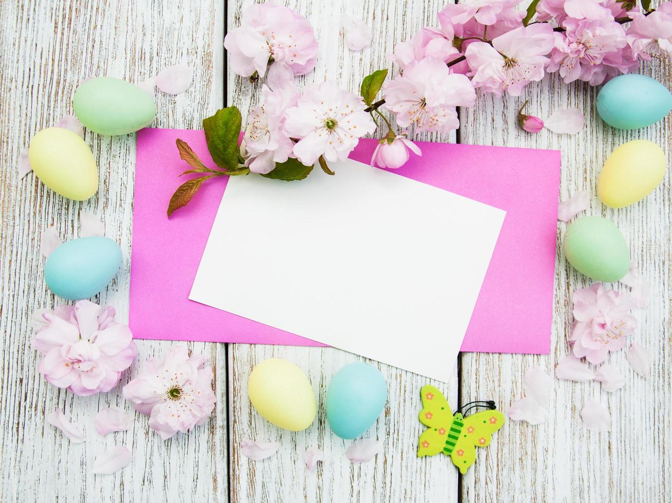 Easter eggs and greeting card photo