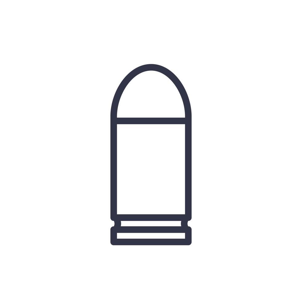 pistol bullet vector line icon on white