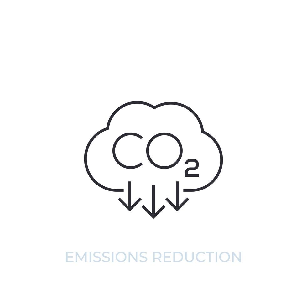co2, carbon emissions reduction, vector line icon
