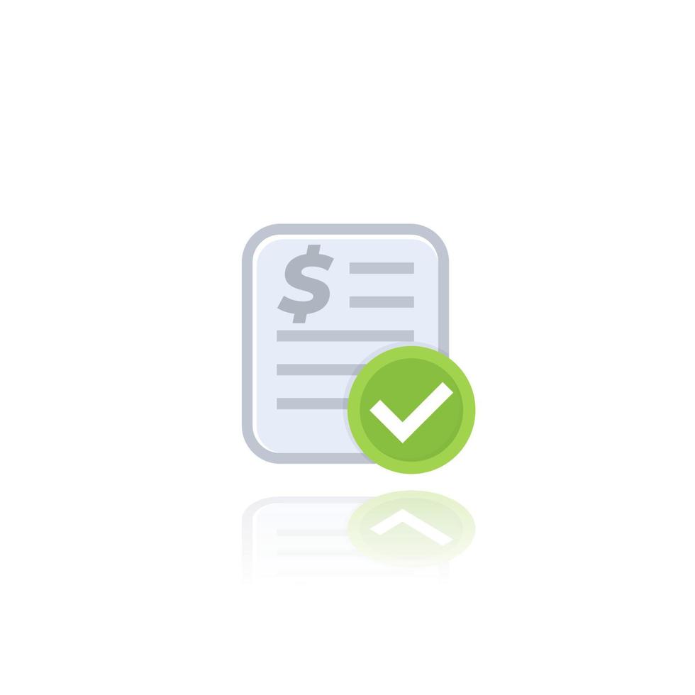 paid bill, invoice icon on white vector