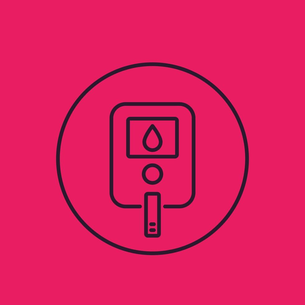 Glucose meter, blood sugar monitoring linear icon vector