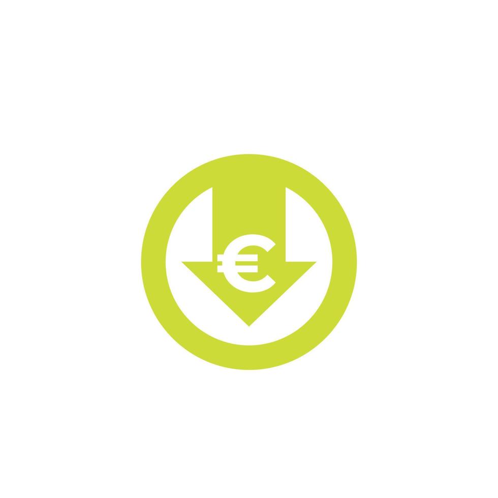 reducir costos, icono de vector con euro