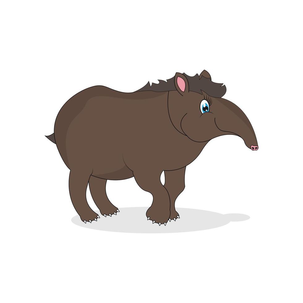 gráfico vectorial de dibujos animados de animales de tapir lindo vector