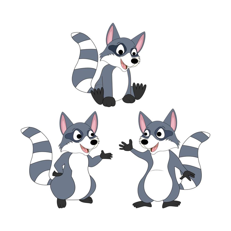 cute racoon animal cartoon vector graphic