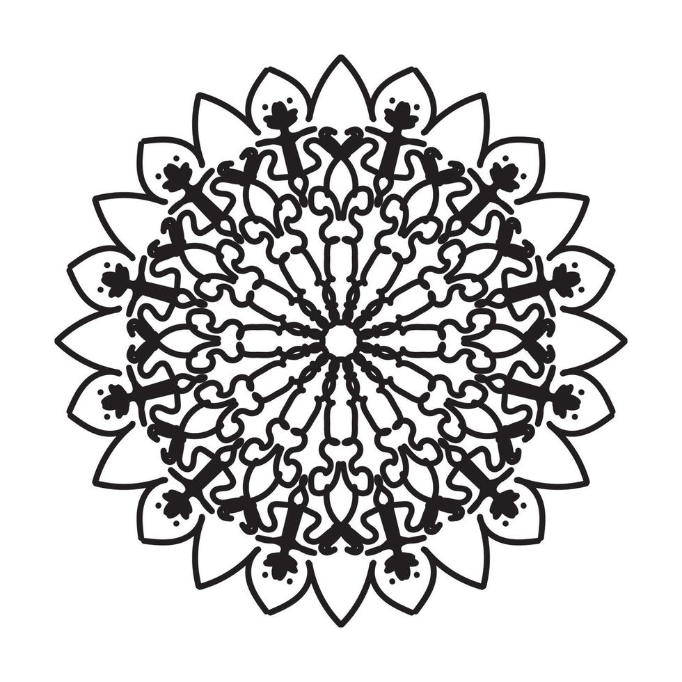 patrón circular en forma de mandala para la decoración de tatuajes de henna mehndi. ornamento decorativo en estilo étnico oriental. página del libro para colorear. vector