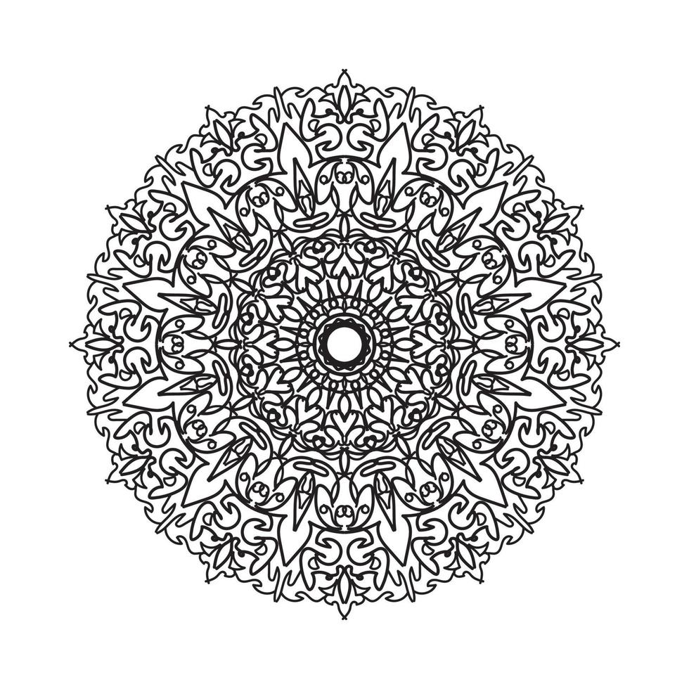 patrón circular en forma de mandala para la decoración de tatuajes de henna mehndi. ornamento decorativo en estilo étnico oriental. página del libro para colorear. vector