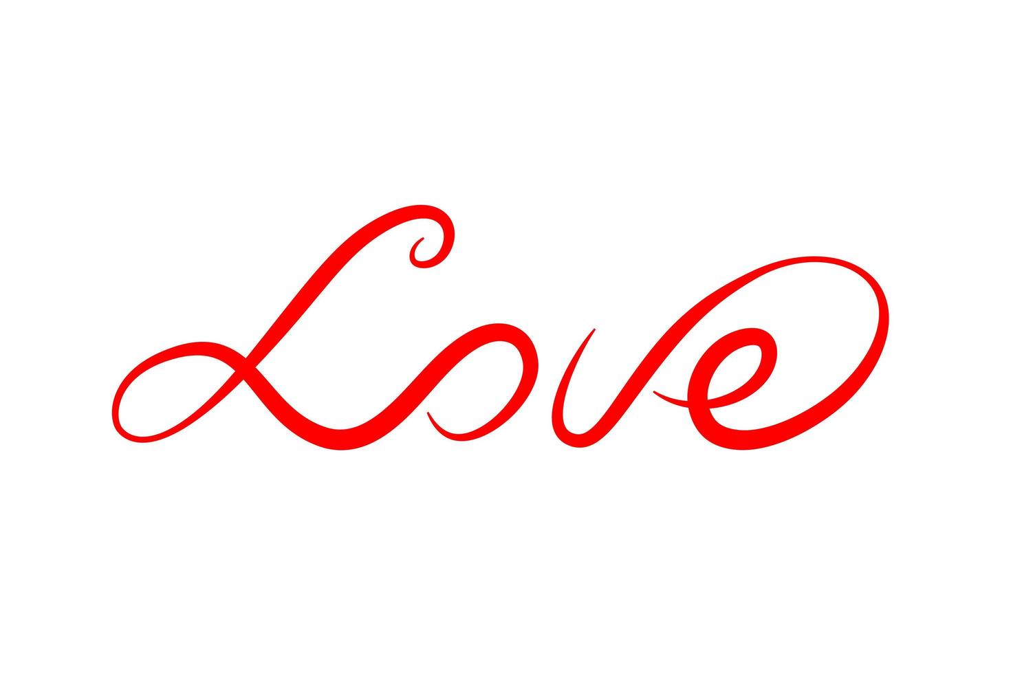 Word Love white background. Lettering. Vector illustration.