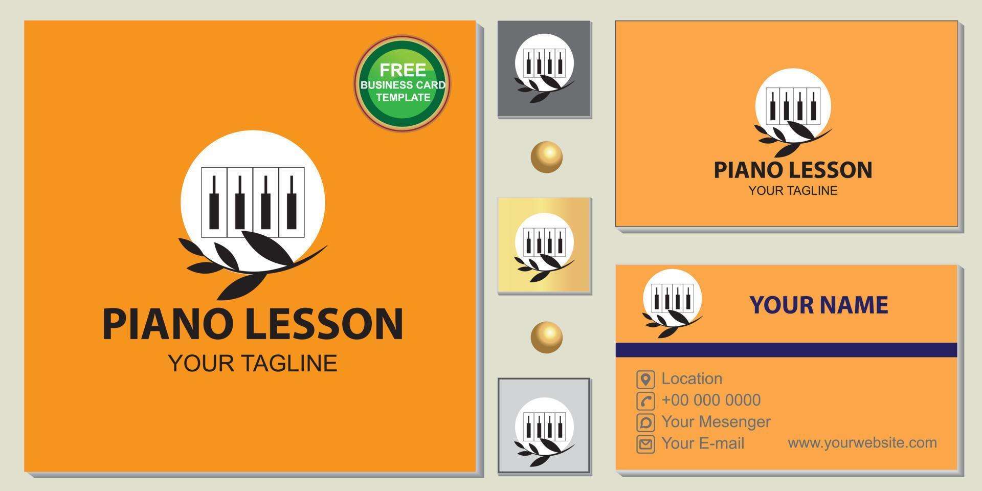 Piano Lesson logo premium free elegant bussines card template vector eps 10