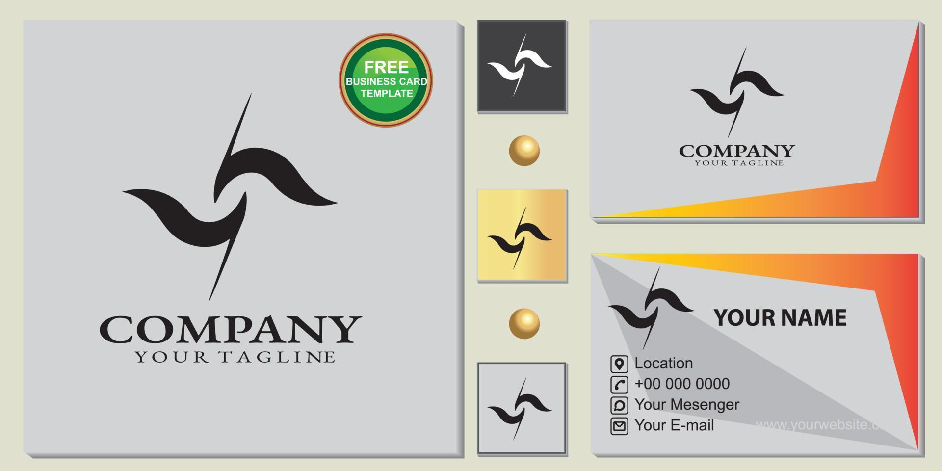 Abstract air logo, simple, free premium business card template vector eps 10