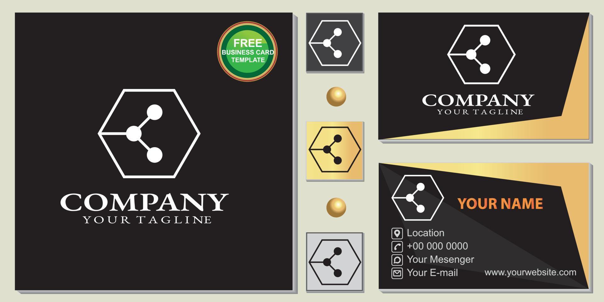 outline hexagon technology logo, simple, free premium business card template vector eps 10