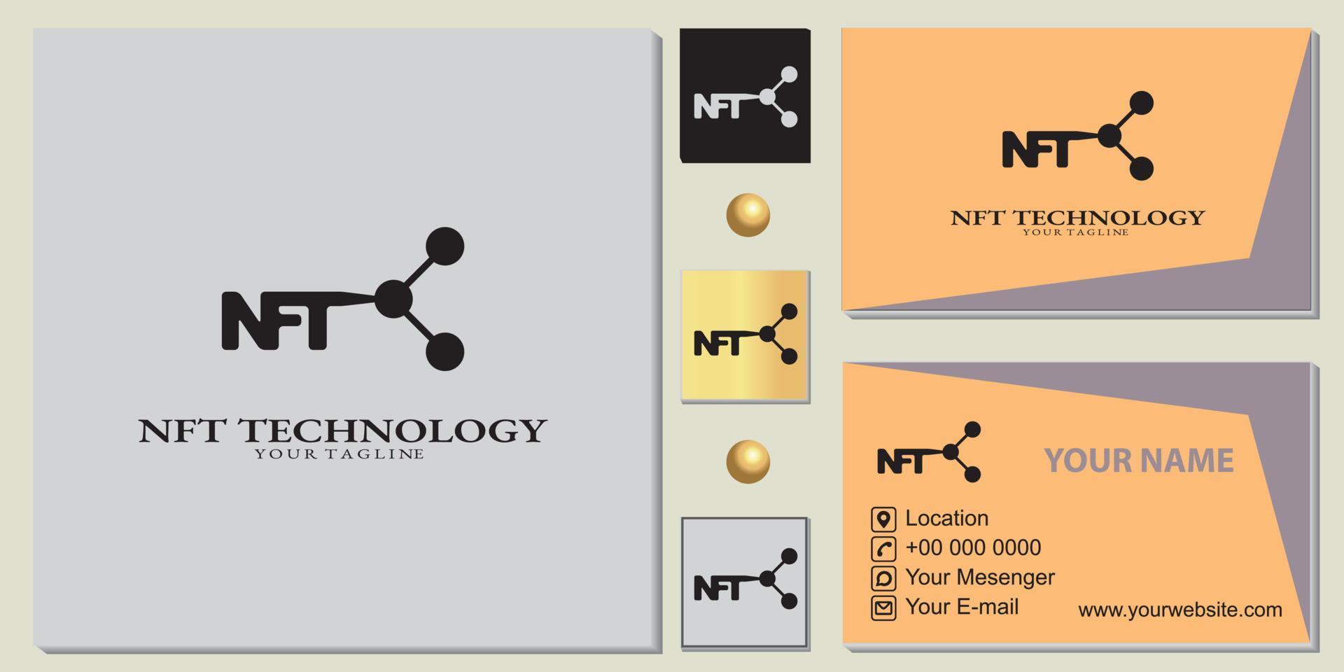 NFT logo premium template with elegant business card vector eps 10