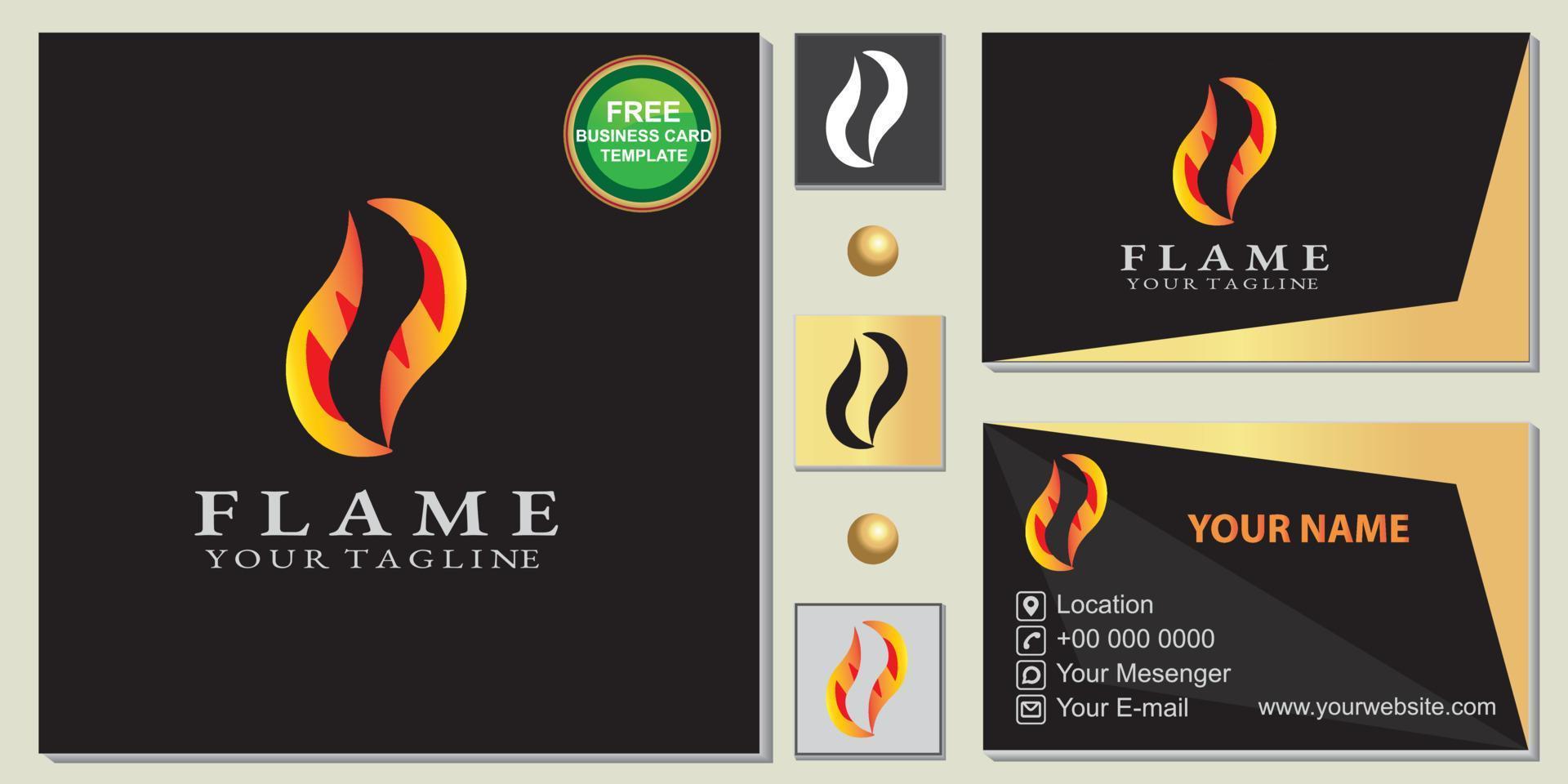 Abstract flame logo, simple, free premium business card template vector eps 10