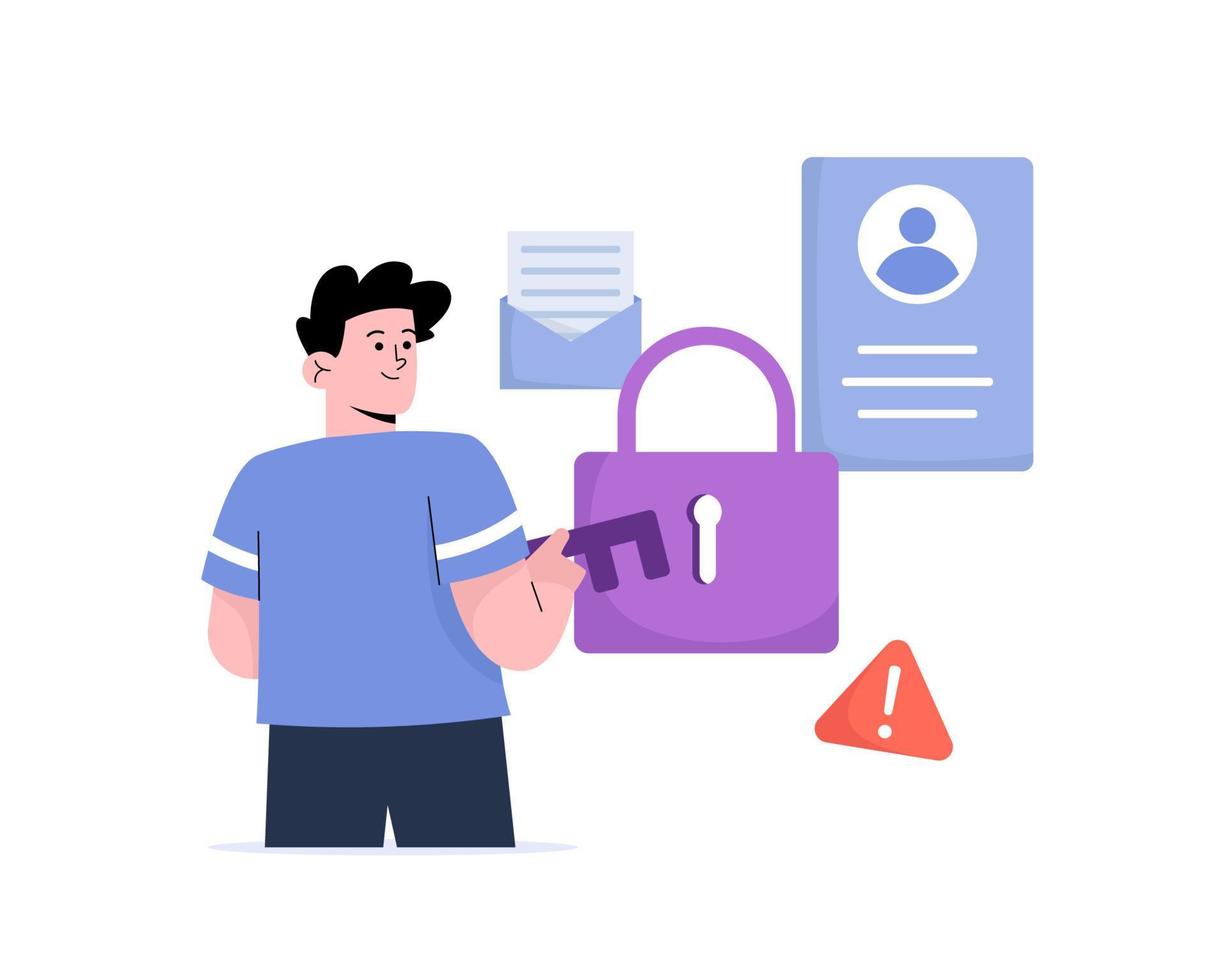 A man bring key for personal data security vector