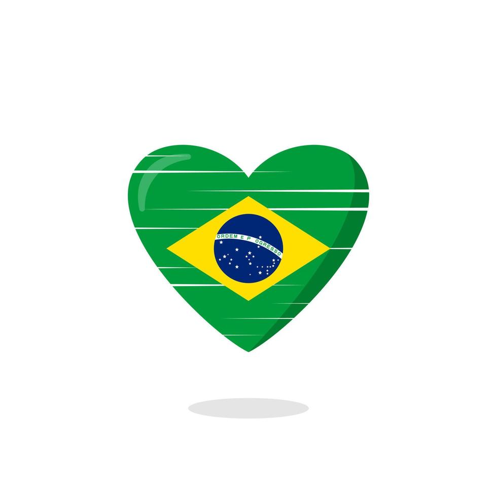 ilustración de amor en forma de bandera de brasil vector