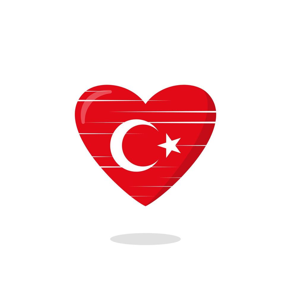 Turkey flag shaped love illustration vector