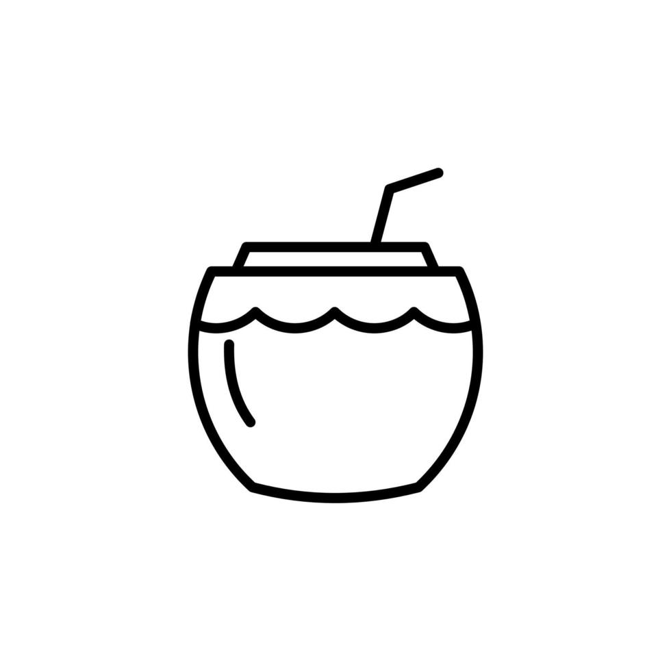 bebida de coco, icono de línea de jugo, vector, ilustración, plantilla de logotipo. adecuado para muchos propósitos. vector