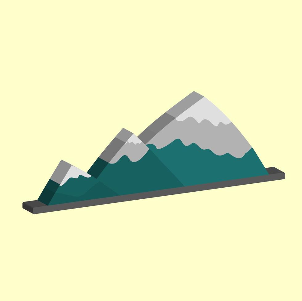 Vector 3D icon green mountain, snowy mountains. Adventure theme, best for property images