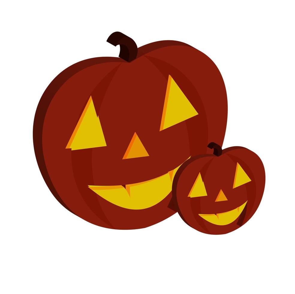 Vector 3D icon halloween pumpkin, with eyes, nose and mouth on light, best for your property decoration image.