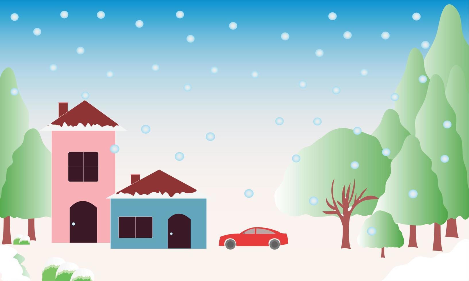 hermosa casa en invierno, perfecta para papel tapiz de invierno y fondo de nieve vector