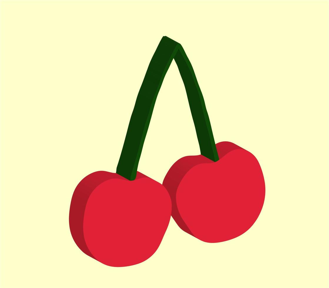 Icono de vector 3d cereza roja, tema de frutas, lo mejor para sus imágenes de propiedad de decoración