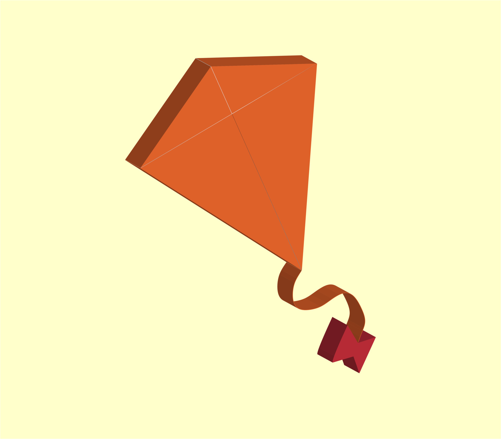 3D vector traditional game icon orange kite flying in the air 5196747