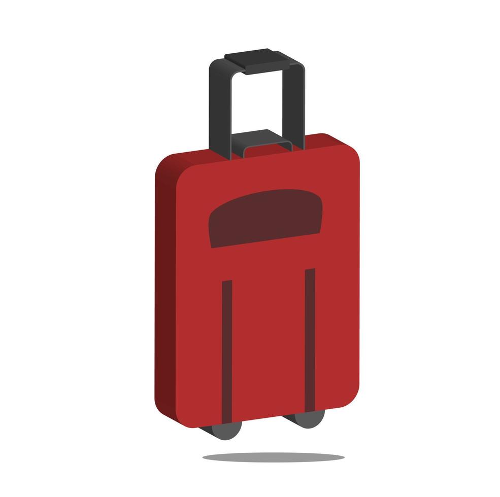 Equipaje de icono de vector 3d con color rojo, para viajes, vacaciones, viajes de negocios y para su mejor lugar de destino.