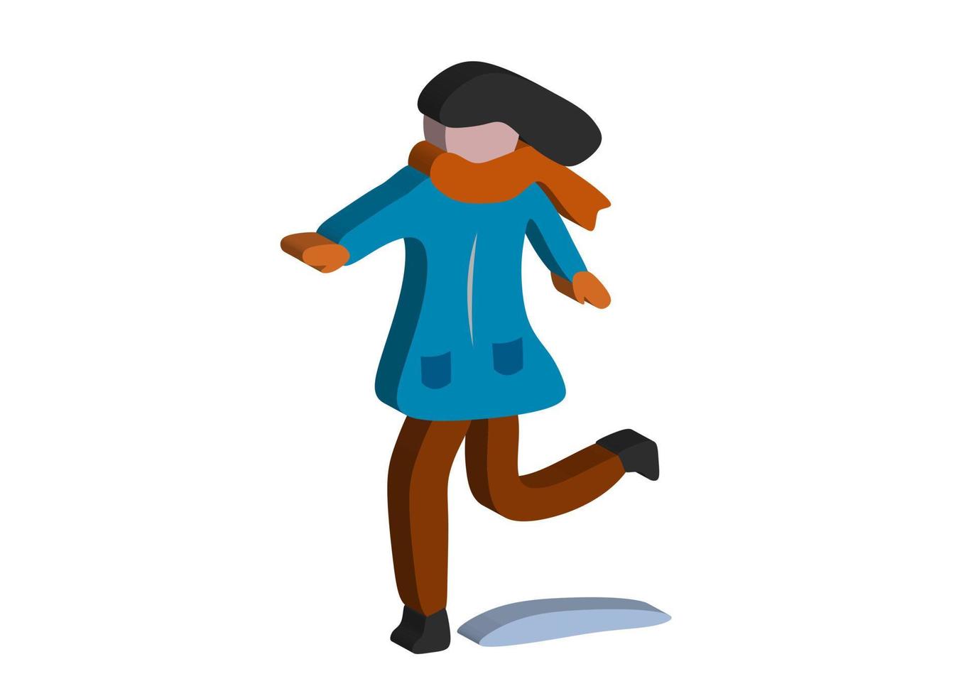 3D vector icon of a woman wearing coat, gloves and scarf, winter theme. Best for your property decoration images