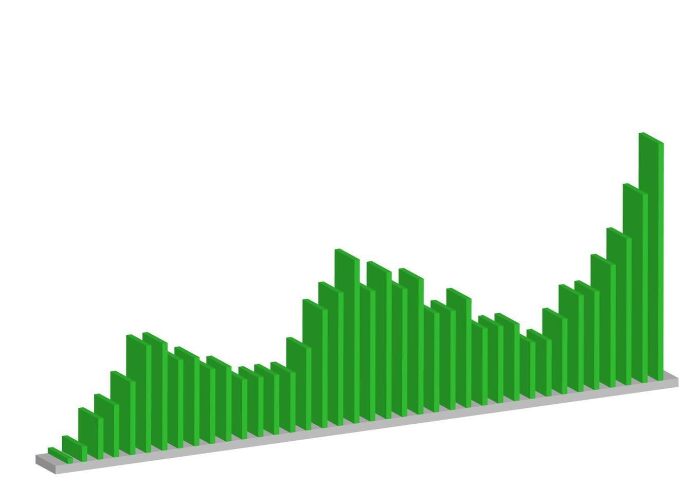 Barra de gráficos de iconos vectoriales 3d, empresa de activos de valor de crecimiento, mercado de índices, descenso y aumento del progreso. efecto dominó. vector