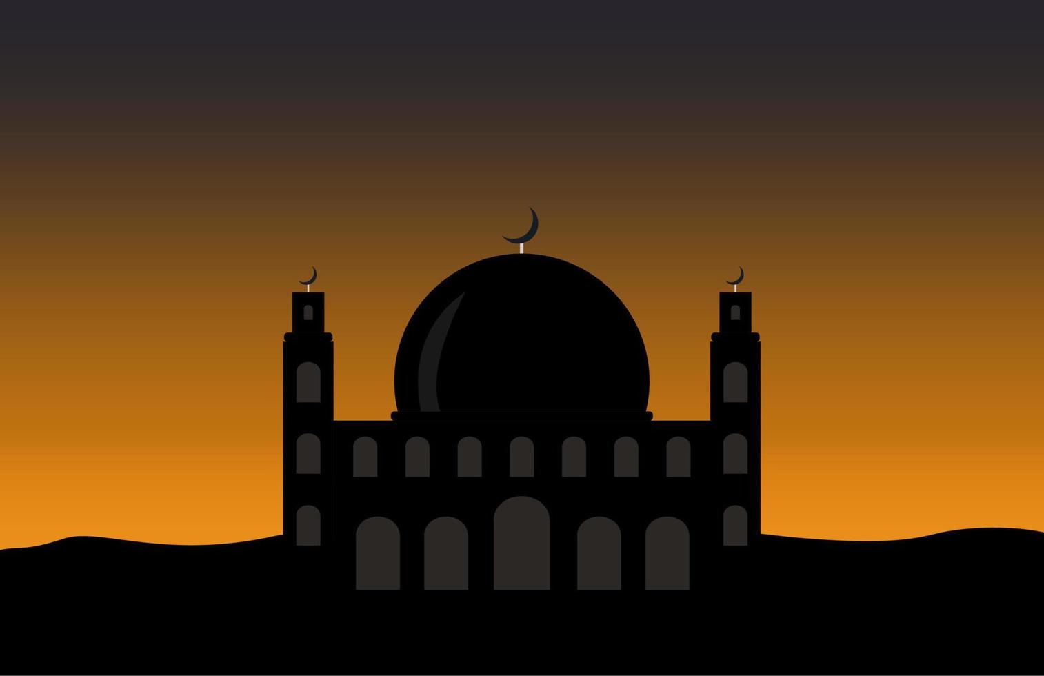 ilustración de ramadhan kareem el mes sagrado con noche y mezquita. imagen vectorial vector