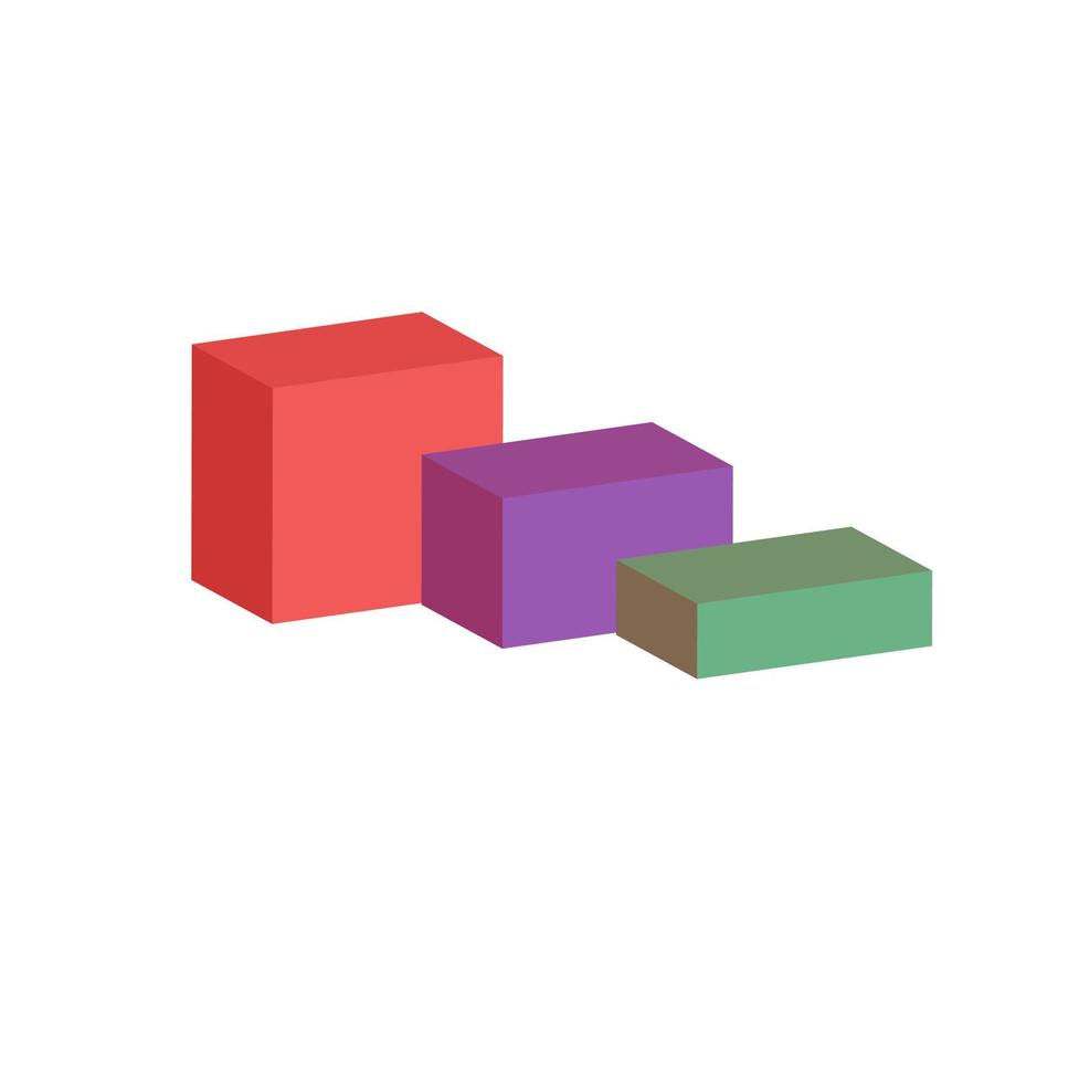 ganador del bloque de iconos vectoriales 3d con colores rojo, morado y verde vector