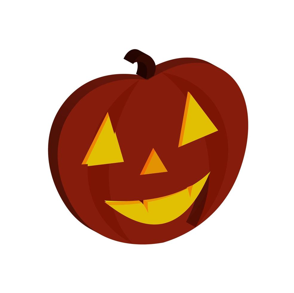 vector 3d icono calabaza de halloween, con ojos, nariz y boca en la luz, mejor para la imagen de decoración de su propiedad.