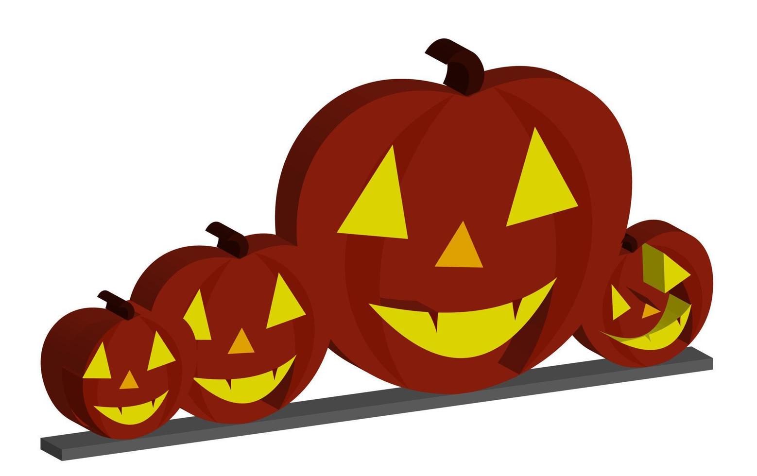 vector 3d icono calabaza de halloween, con ojos, nariz y boca en la luz, mejor para la imagen de decoración de su propiedad.