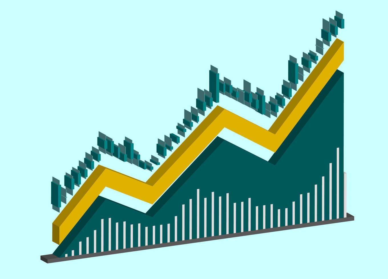 3D vector icon stock market index in the capital market, financial freedom, growth skills to get profit