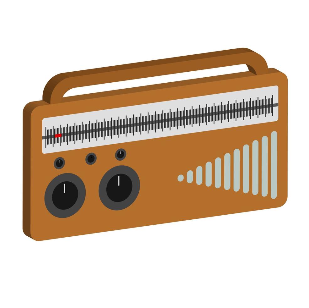 3d vector icon old radio with brown color, analog telekomunication, vintag style, best for your decoration property images
