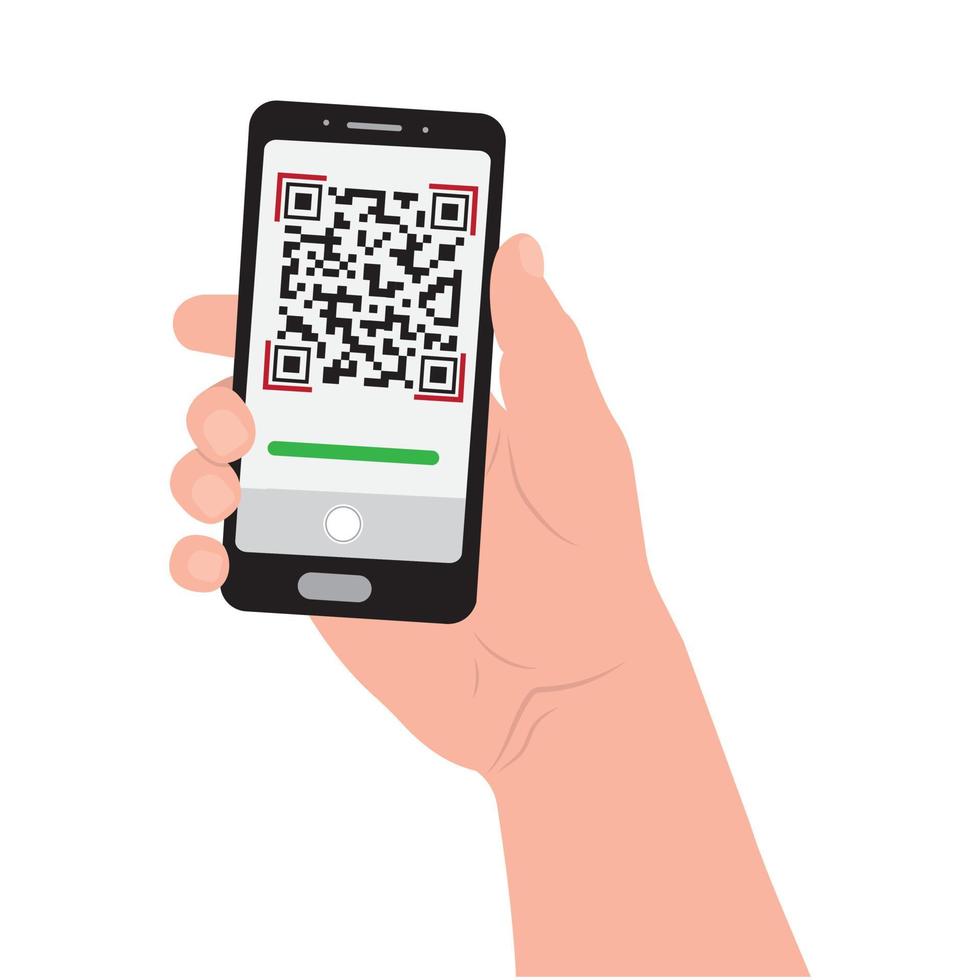 Scan the QR code on your mobile phone. Electronic, digital technologies, barcode. Color Vector illustration