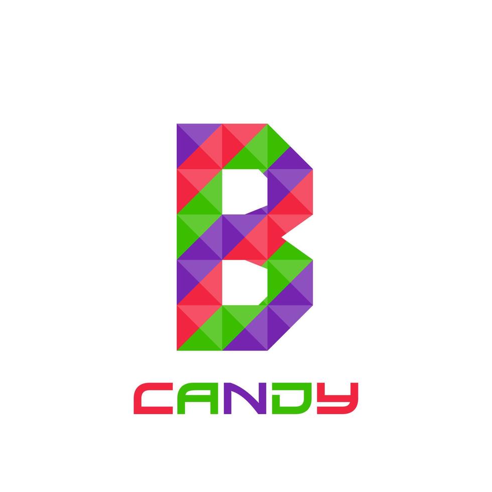 Geometric letter B with perfect combination of bright purple, red, and green colors. Good for business logo, design element, t-shirt design, print use, etc. vector